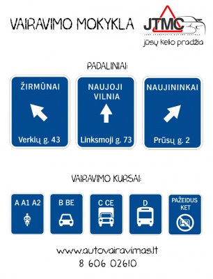 Vairavimo kursai Naujininkuose, Žirmūnuose, Naujojoje Vilnioje